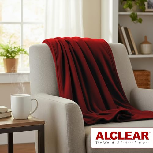 ALCLEAR 3 Stück Oeko Tex Fleecedecken, Farbe: Bordeaux, tolle Größe 130x160 cm, über 200 g/m2, Sofadecke Couchdecke Wohndecke, Picknickdecke Sofaüberwurf Decke