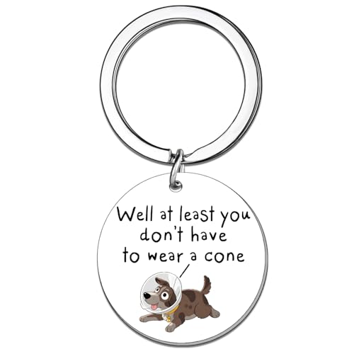Get Well Gifts for Women Men Get Well Soon Keychain Feel Better Gifts for Women End of Chemo Gift At Least You Don’t Have To Wear A Cone Keychain for Her Him