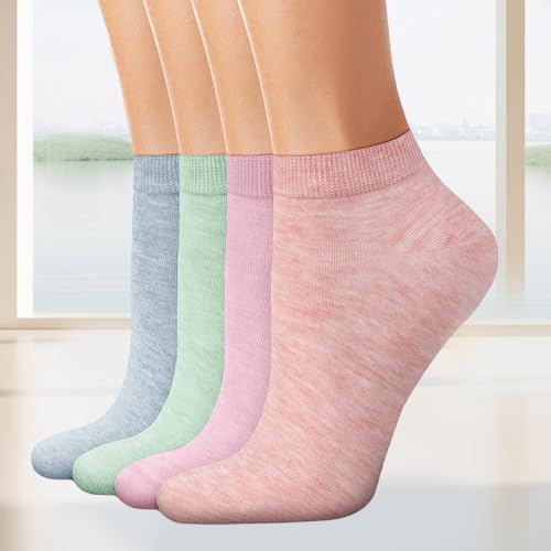 4-Pack Women’s Ankle Socks, Non-Slip Cotton No-Show Socks, Low-Cut Casual for Everyday Wear