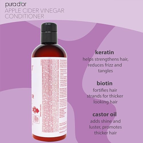 PURA D'OR Apple Cider Vinegar Conditioner for Frizz Control and Shine, 16oz - image 2