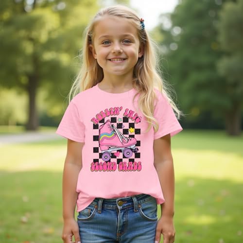 Image of First Day of School Outfit for Girl Rollin Into First Second Third Grade Shirt 1st 2nd 3rd Back to School T-Shirt Top