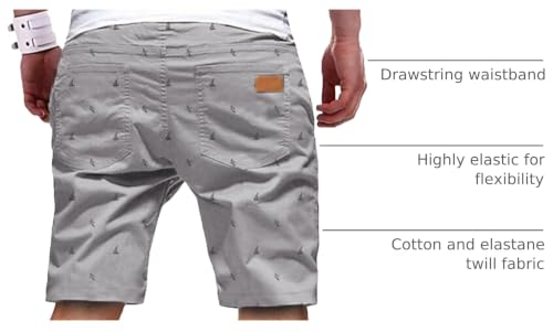Image of JMIERR Mens Cotton Stretch Shorts Casual Drawstring Twill Chino Shorts | Drawstring Waist, Phone Pockets, Golf, Summer Beach Cruise Outfits, Machine Wash