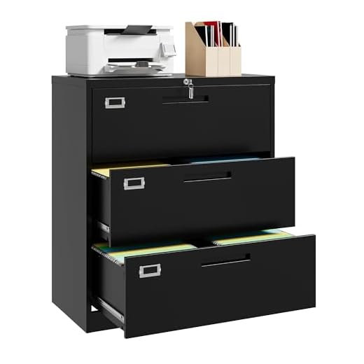 STANI Lateral File Cabinet with Lock, 3 Drawer Metal Filing Cabinet, Lateral Filing Cabinet with Lock for Home Office, Locking Metal Steel Wide File Cabinet for Legal/Letter A4 Size