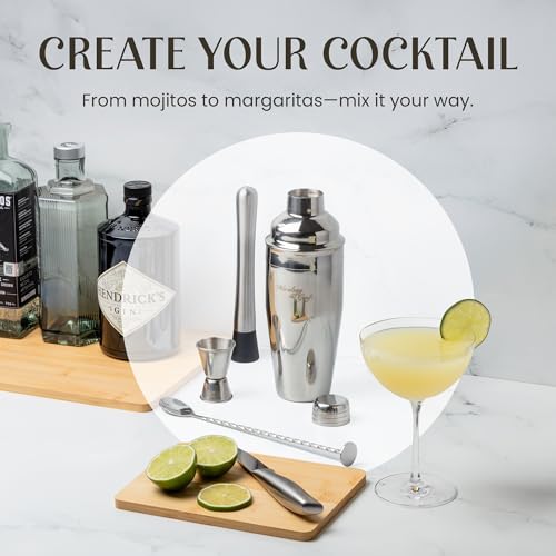 image for Mixology & Craft Cocktail Shaker Set with Stainless Steel Stand - 9-Pi