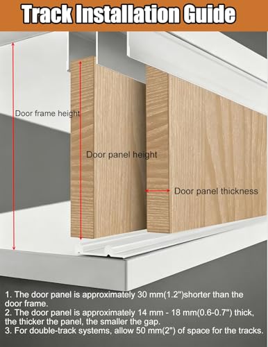 Kit de Herrajes para Puerta Corredera de Gabinete, Riel de Aluminio con Rodillos de Nylon, Sistema de Riel Doble para Puerta Interior, Patio, Ducha y Puerta Corredera (Blanco, 40in/101.6cm) miniatura 4