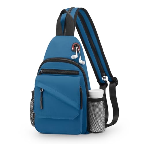Convgo Small Crossbody Bag Casual Sling Bag for Men, Convertible Backpack, 3-in-1 Anti-Theft Shoulder Bag Trendy Daypack for Travel, Blue Grey
