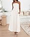BTFBM Summer Maxi Dresses for Women 2026 Strapless Ruched Tube Top Beach Vacation Spring Wedding Guest Dress Pockets (White, Medium)