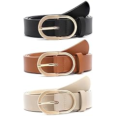 3-pack：black+brown+beige(oval Buckle)