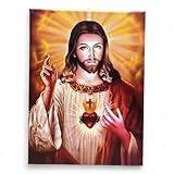 Generico Bild des Heiligen Herzens Jesu, Druck auf Leinwand, Fotoqualität, 18 x 24 cm und 30 x 40 cm, Made in Italy (30 x 40 cm)