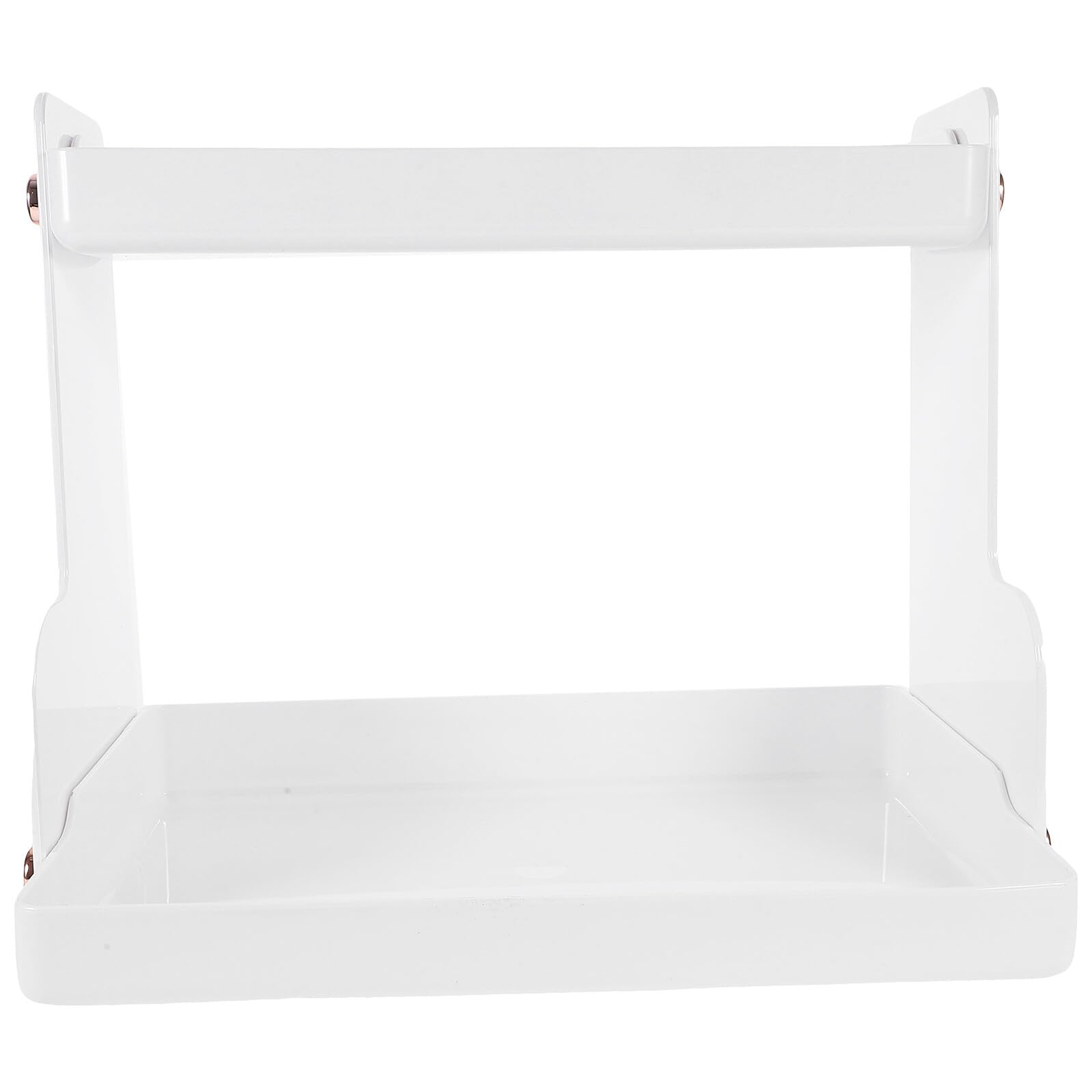 Organizzatore da Bagno a Doppio Ripiano Bianco in Acciaio Inossidabile e Pet, Scaffale da Appoggio per Cosmetici e Articoli da Toeletta, per Bagno e Comodino