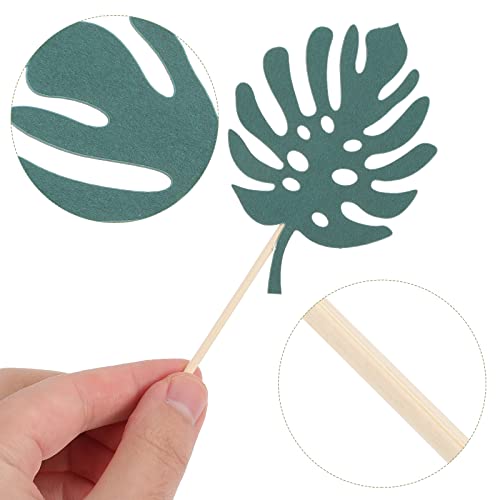 LUOZZY 35pcs Palm Tree Cake Topper Cupcake Picks Tropical Greenery Themed Birthday Party Cake Decora