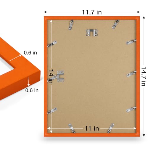 decorUhome 11x14 Picture Frame, Display Pictures 8x10 with Mat or 11x14 without Mat, Wall & Tabletop Display Photo Frame, Orange, 1 Pack