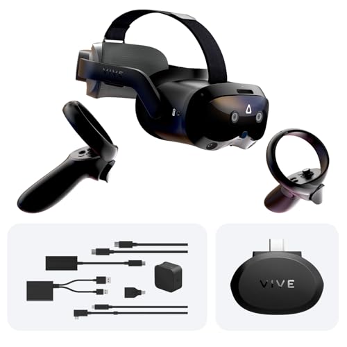 HTC Vive Focus Vision Wired Bundle with Facial Tracker - VR Headset with DisplayPort PC Streaming Kit & Facial Tracker