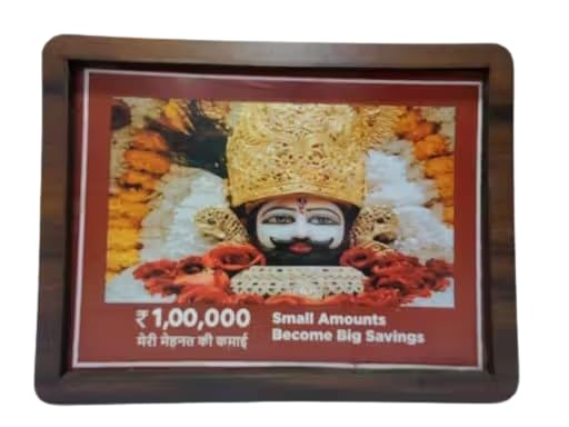 Wooden Money Bank, Piggy Bank for Kids, Wood Coin Saving Box (Khatu Shyam Ji)-image-2
