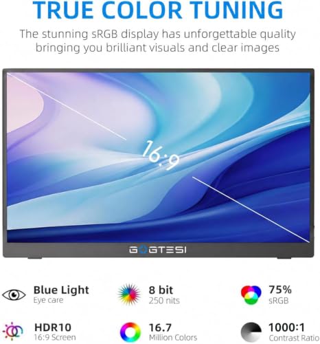Image of 15.6-inch Portable Monitor, FHD 1080P, Ultra-Slim, Eye Care, External Second Screen, Compatible with laptops, PCs, Mac, and Xbox
