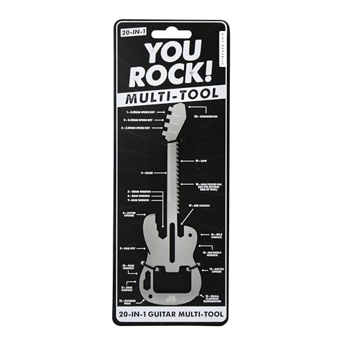 Gift Republic You Rock 20-in-1 Guitar Shaped Multi Tool for Music Lovers Portable Gadget with Wrenches Screwdrivers Bottle Opener Nail File and More Compact Gift for Guitarists and DIY Fans