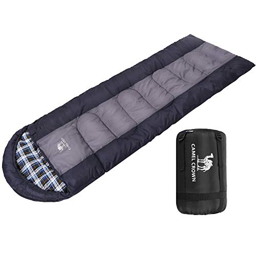 CAMEL CROWN Sleeping Bag for Adults Kids Indoor Outdoor Ultralight Compact Envelope Cold Weather Backpacking Sleeping Bag for Camping Hiking Travel