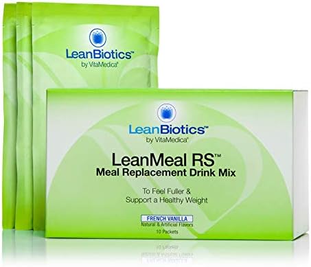 LeanBiotics Meal Replacement Shake- LeanMeal RS 10-Pack, French Vanilla- 20g whey protein, 8g fiber, 1g sugar