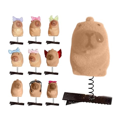 Clips para el pelo de animales, pequeños clips para mujeres | 10 clips para el pelo de primavera Capibara, materiales excelentes joyas para el cabello de dibujos animados, garras de colores para uso