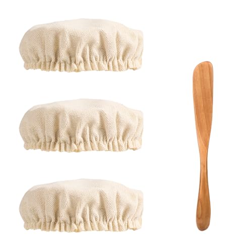 3pcs Sourdough Starter Jar Cloth Covers with Spatula