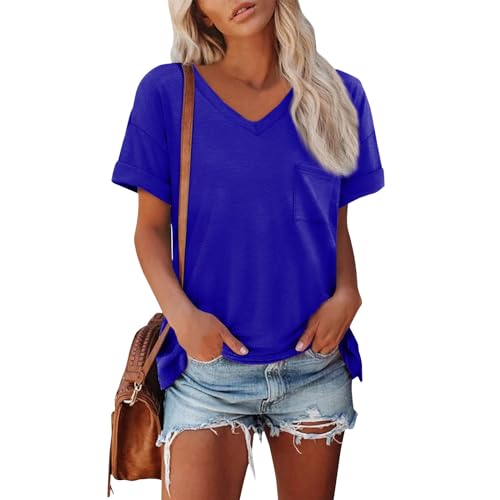 T Shirts for Women Plain V Neck Cotton Oversized Tshirts Casual Loose Short Sleeve Shirts Basic Tees Cute Summer Tops2