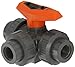 GF Piping Systems PVC Ball Valve, 3-Port Diverting, Two Piece, PTFE Seat, FPM Seal, 2" NPT Female