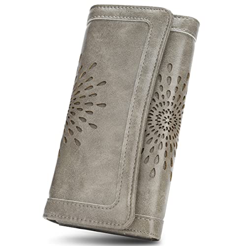 Image of APHISON Ladies Soft Leather RFID Long Wallet Trifold Clutch Purse Credit Card Holder Case for Women With Gift Box