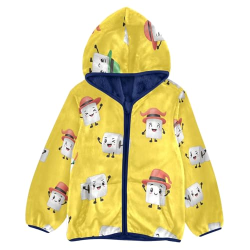 Fun Toilet Paper Characters Toddler Fleece Jacket Girl Boys Hooded Fleece Jacket Coat Warm Outwear Zip-up 3-10T