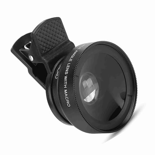 Phone Camera Lens, 0.45X Wide Angle Lens Phone Clip on Macro Lens for Phone 12.5 Times Camera HD Macro Lens Phone Macro Lens