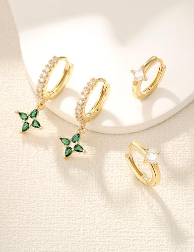 Gemtastic Gold Flat Back Stud Earrings Set Surgical Stainless Steel Dainty Cartilage Earring Pack for Women Men