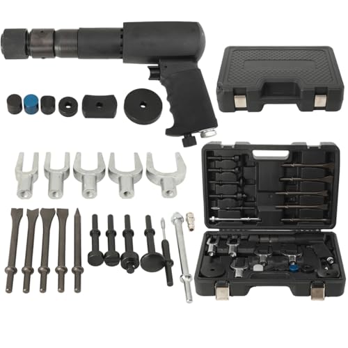 Drucklufthammer Luftmeißelhammer Druckluftmeißel Set Vibro Druckluft Meißelhammer, Hammer 2100 BPM Vibration Meißel Lufthammer-Werkzeug Verbreitet in Reifen Reinigen von Schweißschlacke Betonschlack