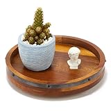 Tocadiscos Lazy Susan de madera de acacia de 10 pulgadas para mesa, tocadiscos decorativos de 360 grados para encimera o centros de mesa