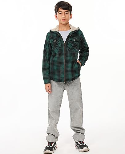 Image of ZENTHACE Boys Sherpa Fleece Lined Flannel Jacket