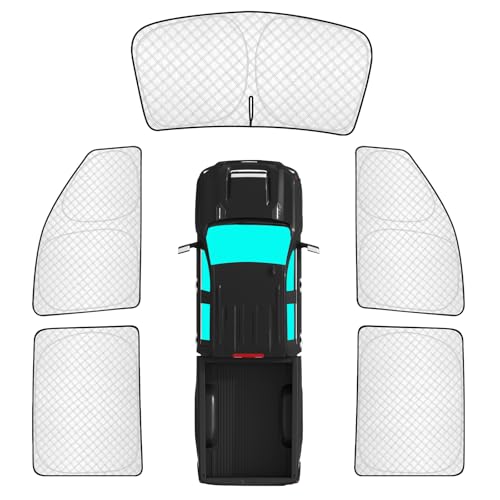 Image of KMF 5pcs Thicken Sun Shades for Chevy Silverado 2500 3500 Accessories 2020-2025 2026, Chevrolet Car Window Covers Sunshade for Windshield Side Rear, UV Block and Blackout Privacy for Camping