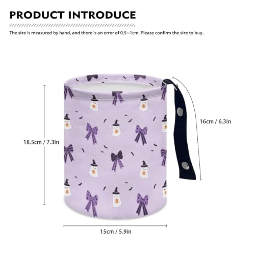 Image of Halloween Cute Ghost Bow Print Car Trash Can,Waterproof Garbage Bin, Universal Hanging Cars Garbage Can Cars Interior Accessories Most Vehicle SUV Truck