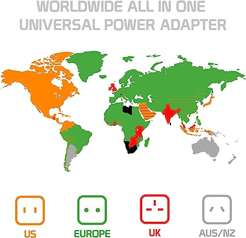 Image of All-in-One Universal Travel Adapter, Upto 6A, Universal Socket, Swappable Pins for EU|KR|UK|US|JP|AUS|CN, for Mobile, Tablets, Laptops, & Grooming Devices