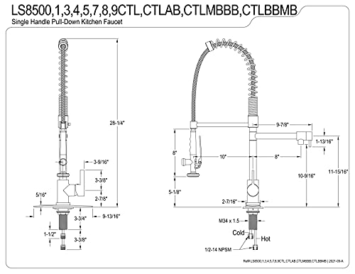 Gourmetier LS8508CTL Continental Single-Handle Pre-Rinse Kitchen Faucet, Brushed Nickel by Kingston Brass - Image 9