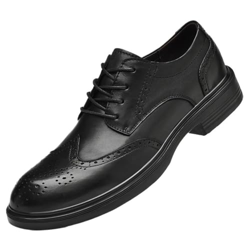 Mens Oxford Leather Lace Up Dress Shoes Formal Business Brogue Design Breathable Shoes