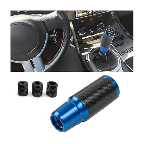 JNNJ Auto 6 Gang Schaltknauf, Manueller Schaltknauf Aluminiumlegierung Auto-Knopf Schalthebel, mit 3 Adaptern, für Meisten Manuelle Automatik Fahrzeuge(Blau)