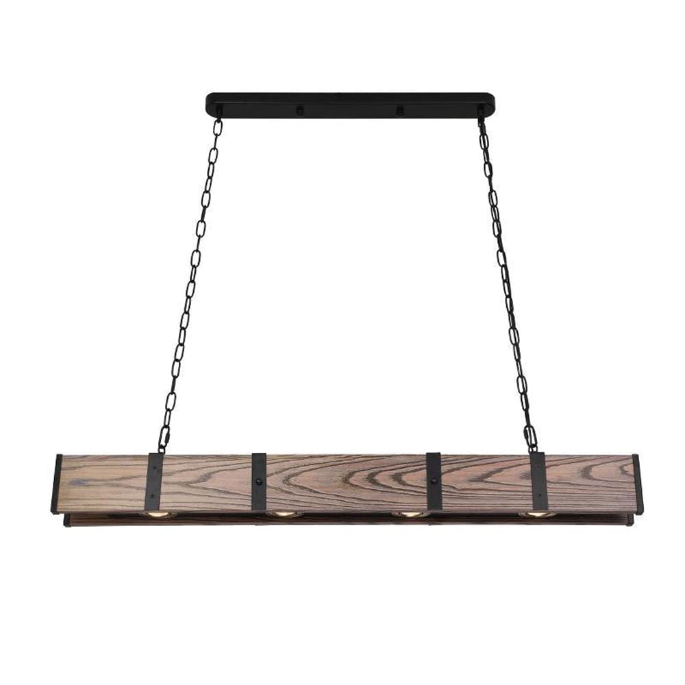 Lampe suspendues en bois massif rétro LED lustre industriel pour bar