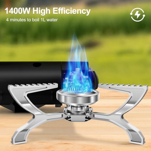 Odoland Foldable Camping Stove, 1400W Portable Butane Stove with Storage Bag, Great for Camping, Road Trip and Emergency Black - Image 3