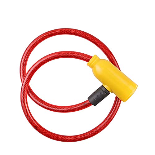 LEAQU Portable Anti-Theft Scooter Bike Wire Lock, Sports Mountain Road Bicycle Safety Steel Heavy Duty Wire Lock with 2 Keys Red