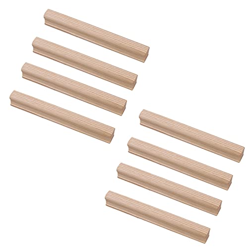 8 Pièces Boutons de Portes en Bois Poignées de Placard Poignée Pour Meuble Poignées de Armoire Cuisine Poignées de Tiroir pour Armoire,Tiroir,Garde-Robe,Meubles,Bois de frêne (Hole distance:96mm) Cover