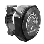 Riloer Handlebar Thermometer Gauge, Waterproof Luminous Alloy Temperature Gauge, Alloy Motorcycle Thermometer Compatible with Yamaha Kawasaki Honda Suzuki Harley-Davidson, Black