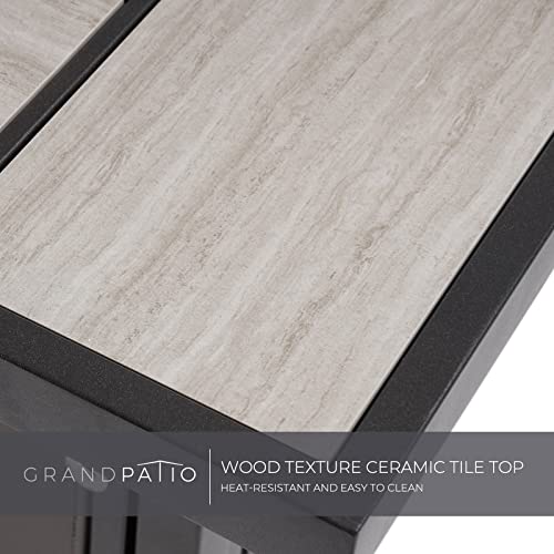 Grand Patio Outdoor 43-Inch CSA Safety Approved Gas Fire Pit Table 60,000 BTU Rectangle Propane Fire Pit with Ceramic Tile Top and Wicker Base