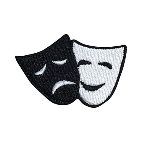 Comedy/Tragedy - Black/White - Theater Mask - Tragicomedy - Embroidered Iron on Patch Cover