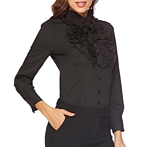 Chemise en mousseline à col volanté pour femme élégante et chic