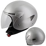 ECE 22-05 homologiert . Motorradhelm Motorrad Roller Jet Helm Demi Jet Scooter Silber M