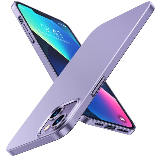 TORRAS Slim Fit Designed for iPhone 14 Plus Case [Thin As no Case on] [Velvety Touch] Anti-Scratch Protection Hard Plastic Durable Ultra Thin Phone Case for iPhone 14 Plus 2022 6.7 inch, Light Purple