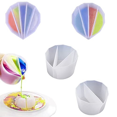 Ytesky 4 Pièces Gobelet Fendu Tasse Fendue pour Verser de la Peinture 2/3/4/5 Canaux Split Cup Pouring Gobelet Divisé en Silicone Gobelet de Versement de Peinture Acrylique Pouring Accessoires Cover